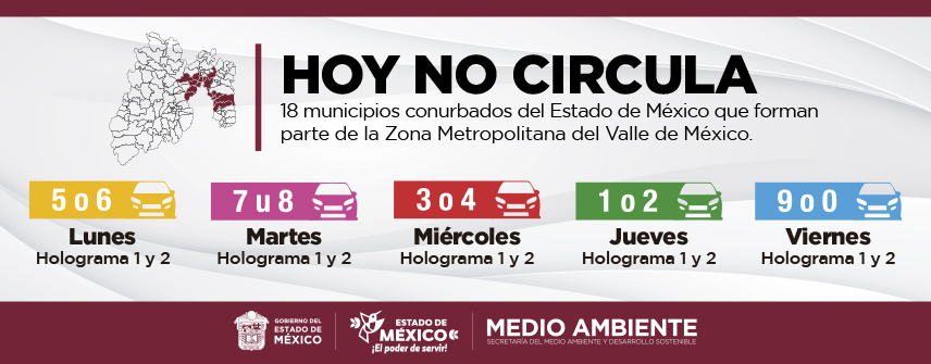 Hoy no Circula 18 Municipios EDOMEX