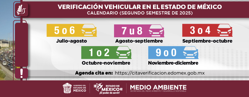 Calendario de verificación vehicular 2do semestre 2025