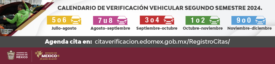 Calendario Verificación Vehicular segundo Semestre 2024